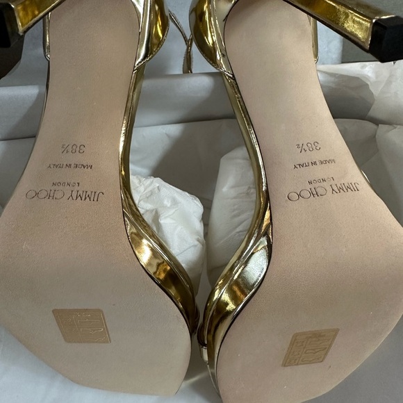 Jimmy Choo "Alva" metallic leather sandals 4.75 in / 120 mm stiletto heel - Picture 6 of 8